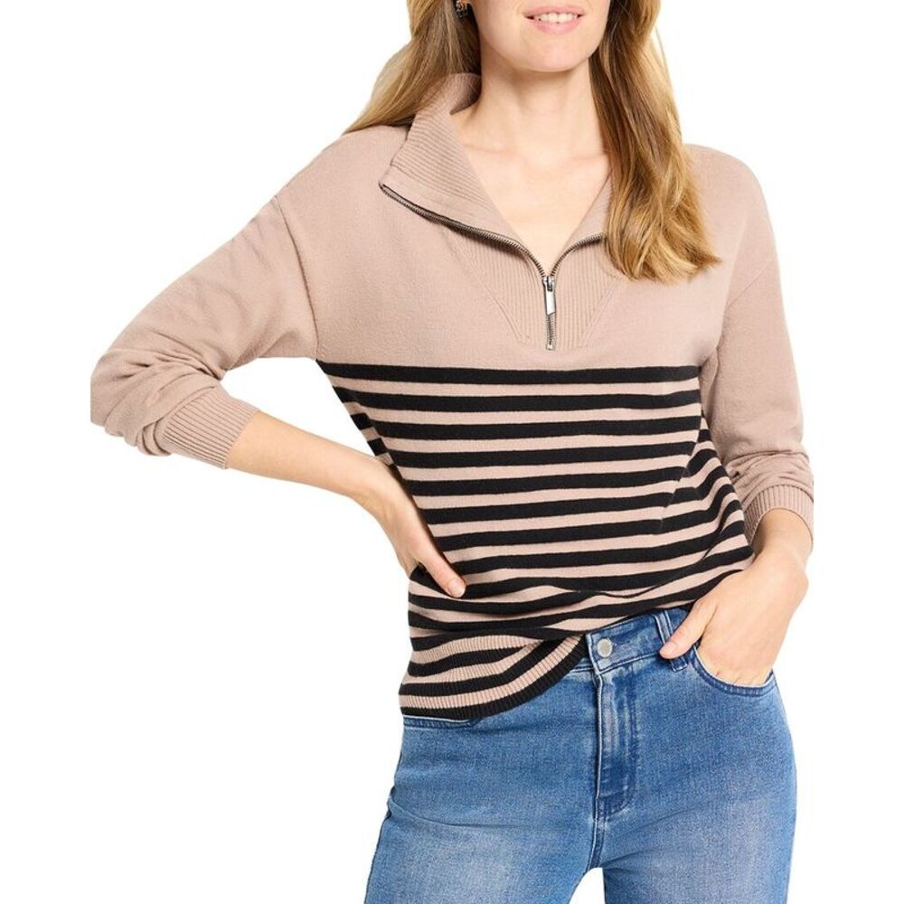 Nic+Zoe Womens  Zip Neck Saddle Sweater